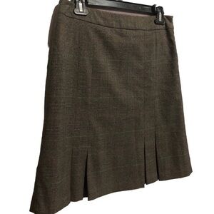 Stretch Pleated Plaid Flare Hem Side Zipper Skirt